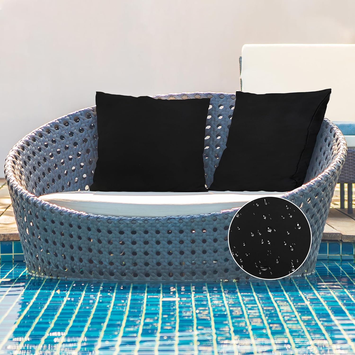 A1 HOME COLLECTIONS A1HC Luxurious Outdoor Waterproof Pillow Covers 22x22 Inches (Pack of 2, Onyx), Throw Pillow Covers for Pool Areas, Garden, Sofa, Chairs, Beds, Tent, Patio