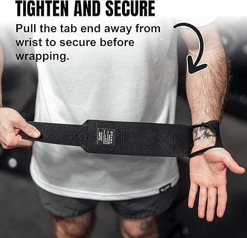 Miniatura 2 de Muñequeras TuffWraps de 16 pulgadas sin presillas para el pulgar, muñequeras de gimnasio de calidad para levantamiento de pesas, press de banca,