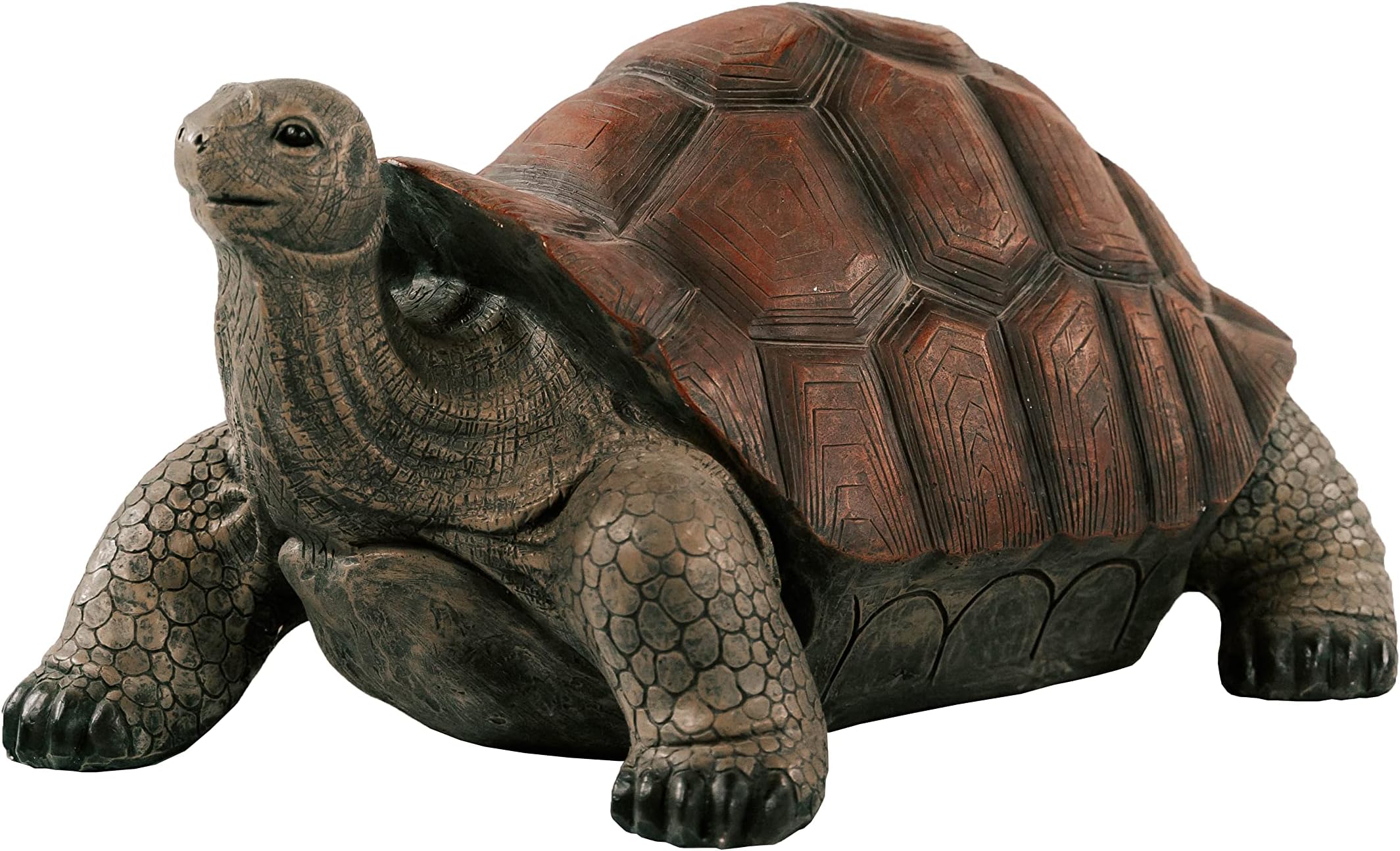 XBrand 28" L Brown and Black Concrete/MgO Walking Tortoise Statue, Indoor or Outdoor Décor, Garden Sculptures, Turtle Garden Statue