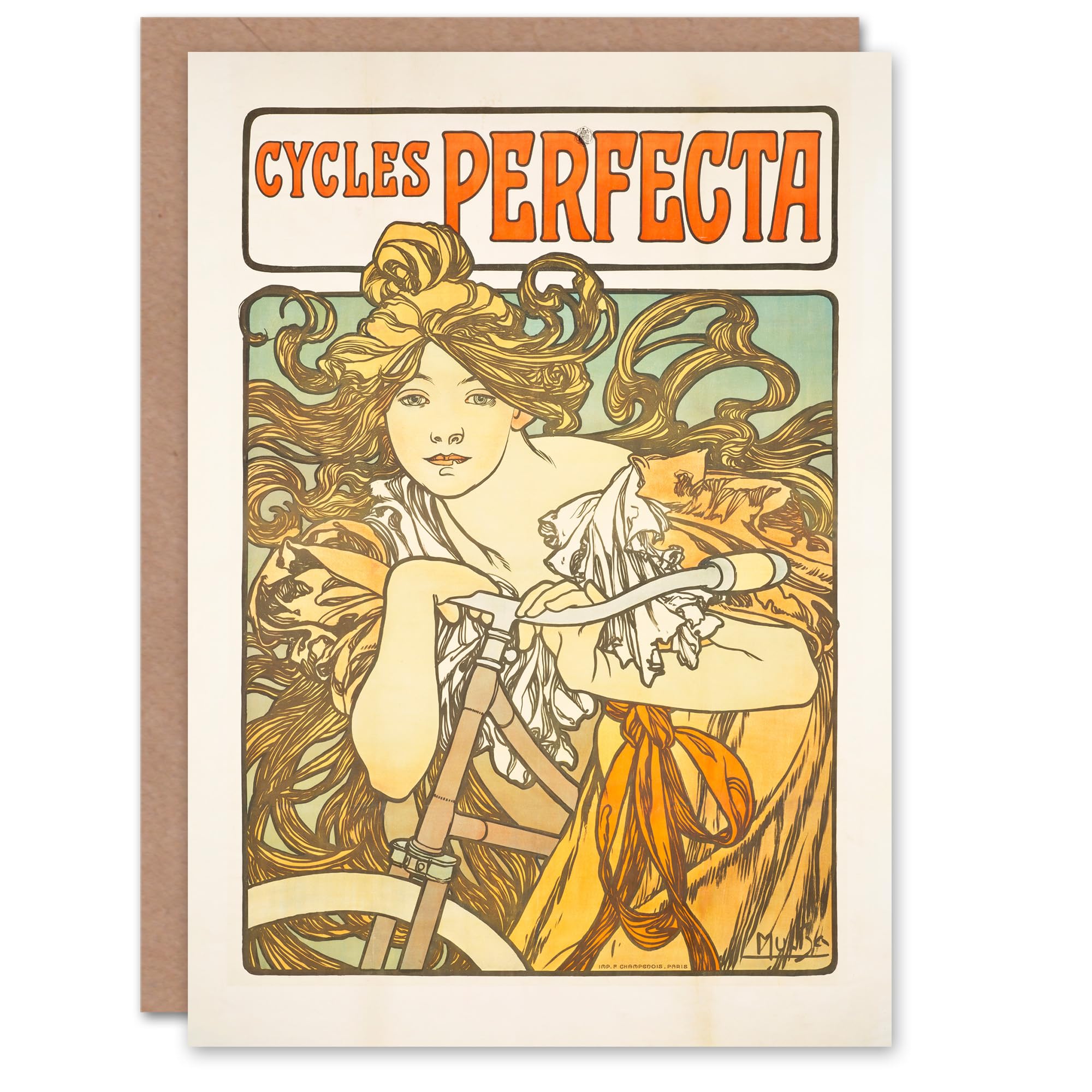 Artery8 Alphonse Mucha Art Card Cycles Perfecta Vintage Bicycle Advert