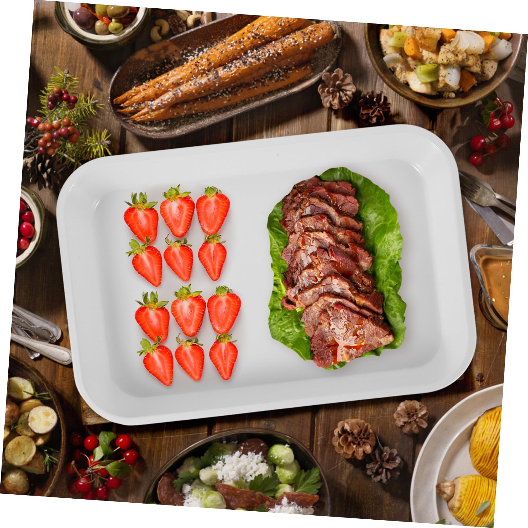 KICHOUSE Food Trays for Display Rectangular Serving Platter Nonslip Pads for Snacks Desserts