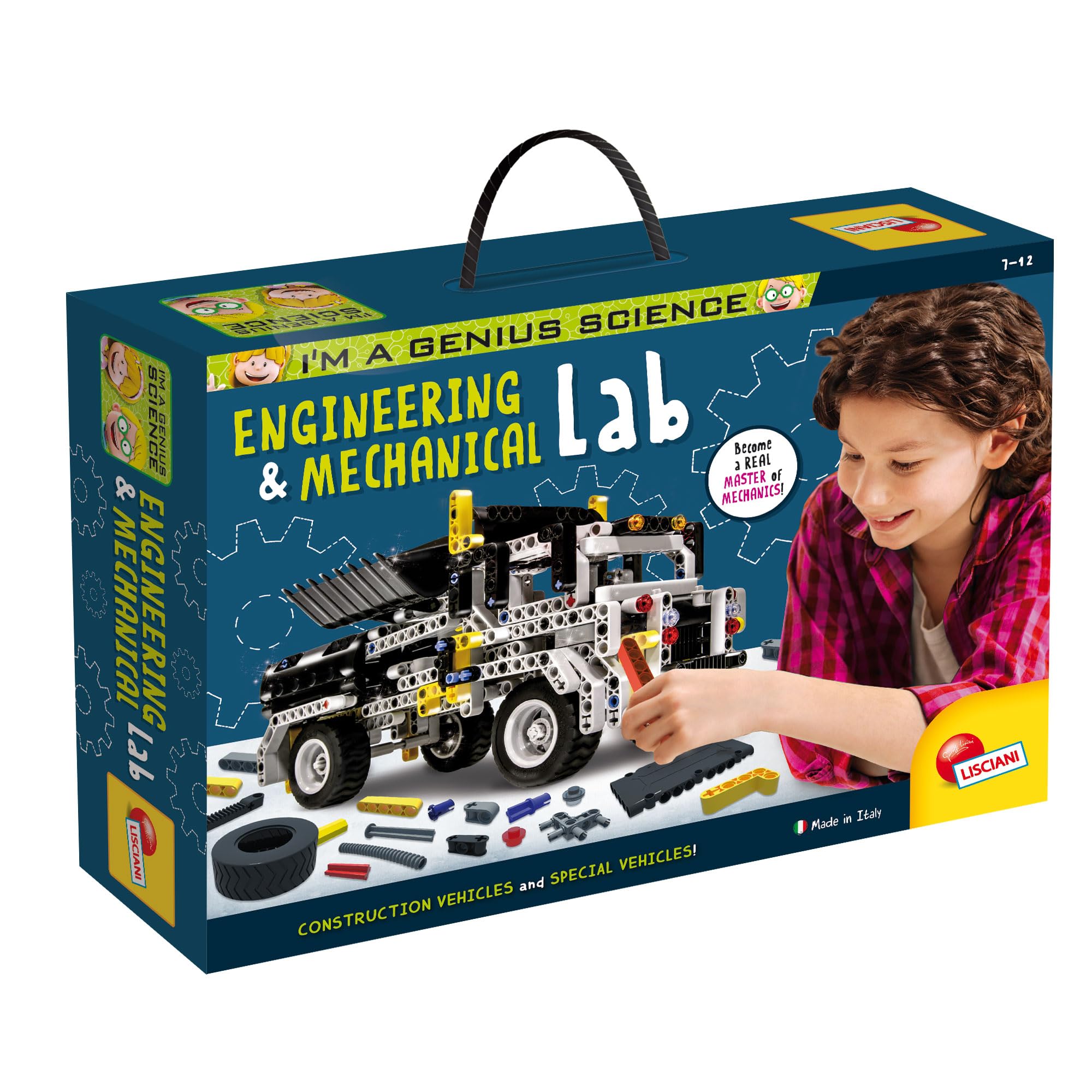Lisciani, I'M GENIUS SCIENCE- Engineering and Mechanical Lab, Scientific and Educational Kit, Machines to Build