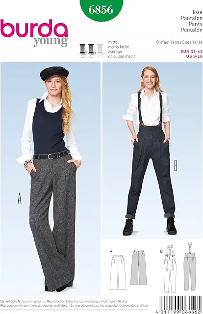 Burda 6856 Kimono Patroon voor Broeken - Maten 32-42
