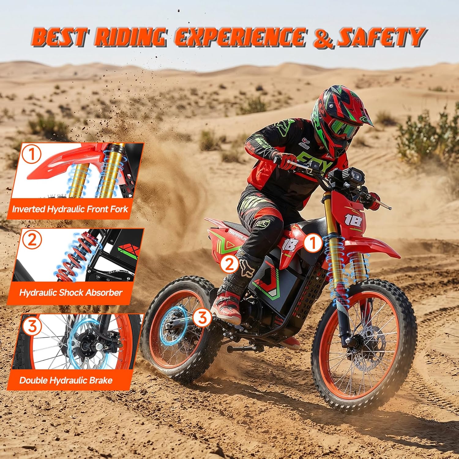 Electric Dirt Bike for Adults, 6000W Peak 46 mph Fastest Off-Road Motorcycle, 60V 30AH Removable Battery 60 Miles Range 17" Tires Dual Hydraulic Brakes Adult E Moto Trail Snow Electric Enduro Bike