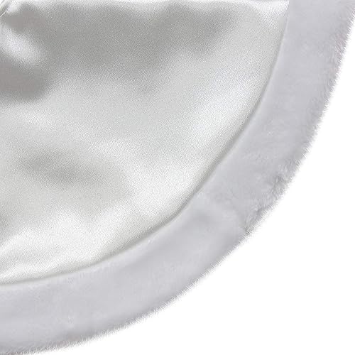 Miniatura 2 de Mini falda de satén para árbol de Navidad con piel sintética, 20 pulgadas, color blanco