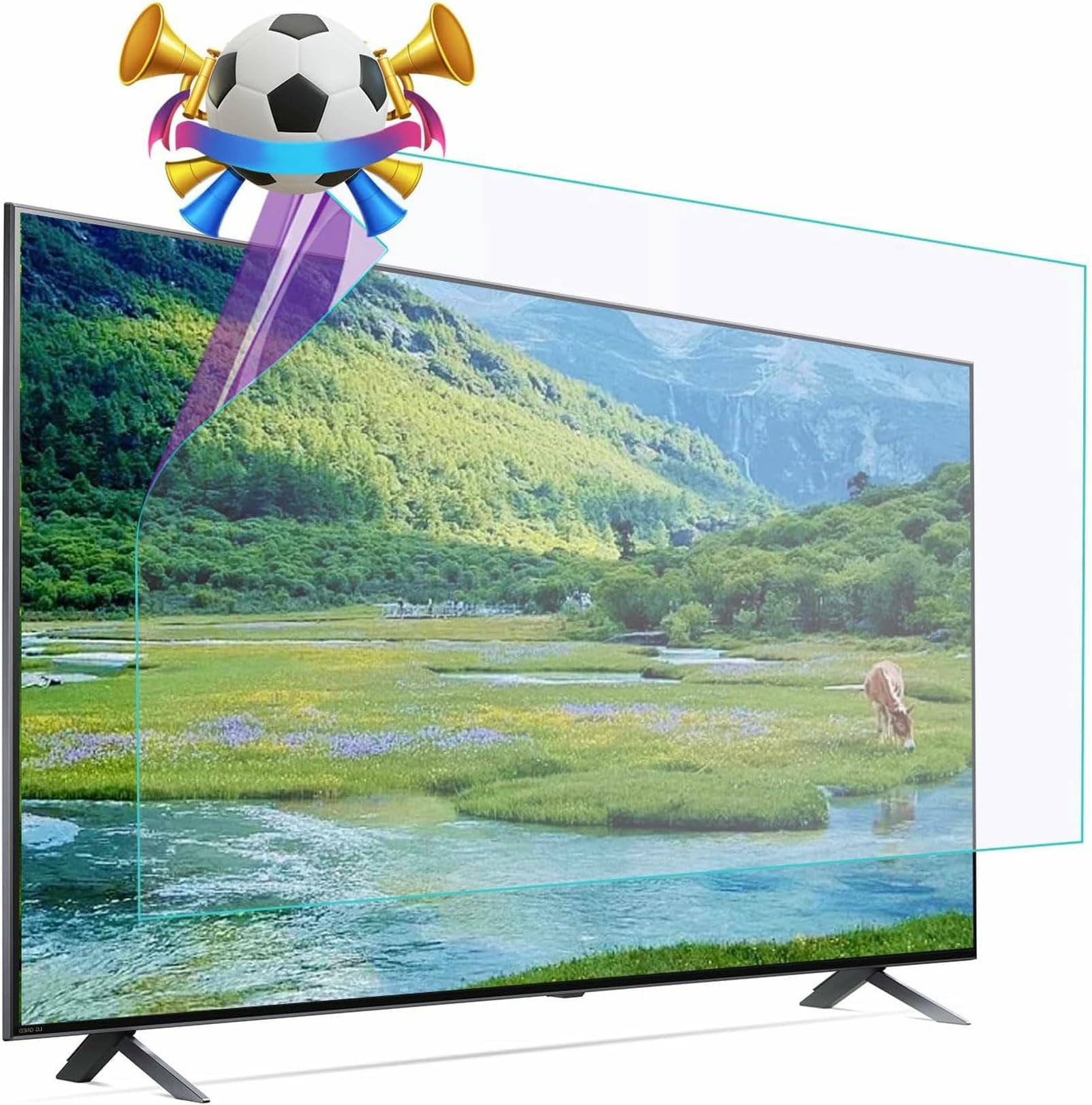 Ochraniacz ekranu telewizora 50-75 cali z filtrem przeciw niebieskiemu światłu, matowy, odporny na zarysowania i odblaski, filtr blokujący niebieskie światło, ł，75 In 1682 * 966mm