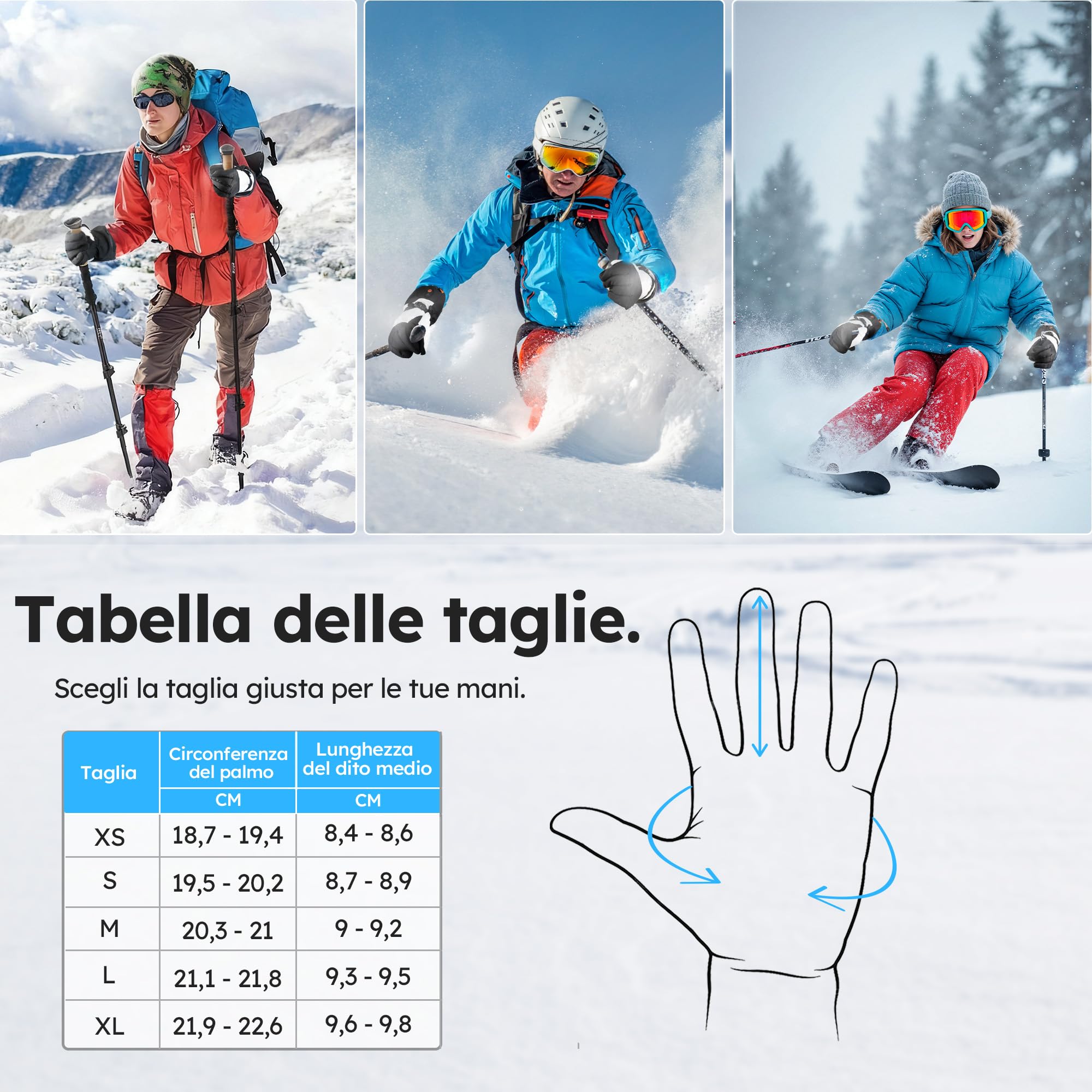 Guanti riscaldanti – Premium – 3 livelli – Guanti elettrici – Resistenti all'acqua e al vento – Guanti riscaldabili ricaricabili – Bianco – di Saaf