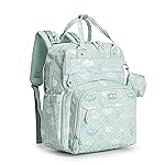 BabbleRoo Diaper Bag Backpack - Baby Essentials Travel Tote - Multi Function Water Resistant Diaper Bag, Travel Essentials Baby Bag with Changing Pad, Stroller Straps & Pacifier Case - Green Birdy