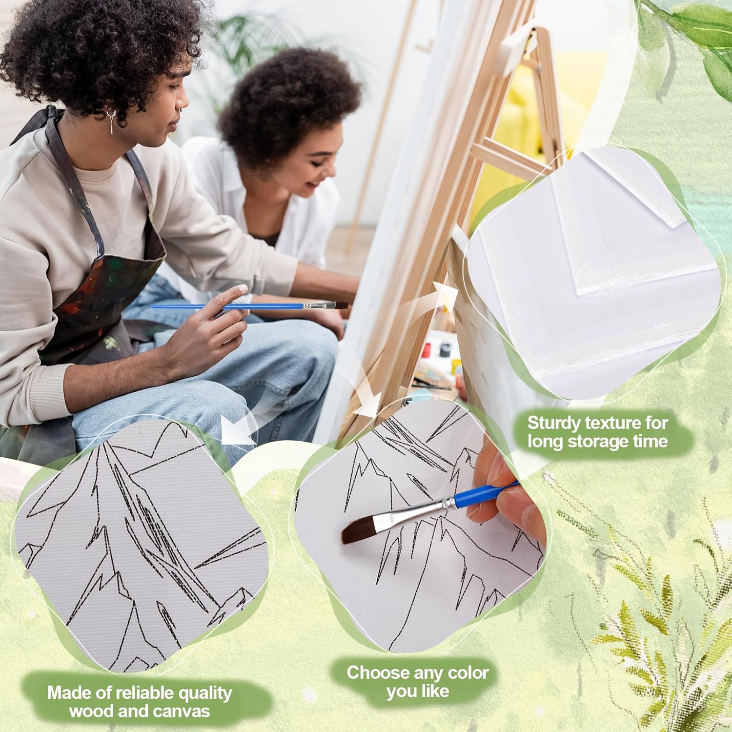 Sherr 96 Pcs 12 Sets Pre Drawn Canvas Kit for Painting Craft Sip and Paint Kit for Adults Pre Printed Canvas Painting Favor for DIY Birthday Gifts Adult's Date Party, 8 x 10 Inches(Landscape)