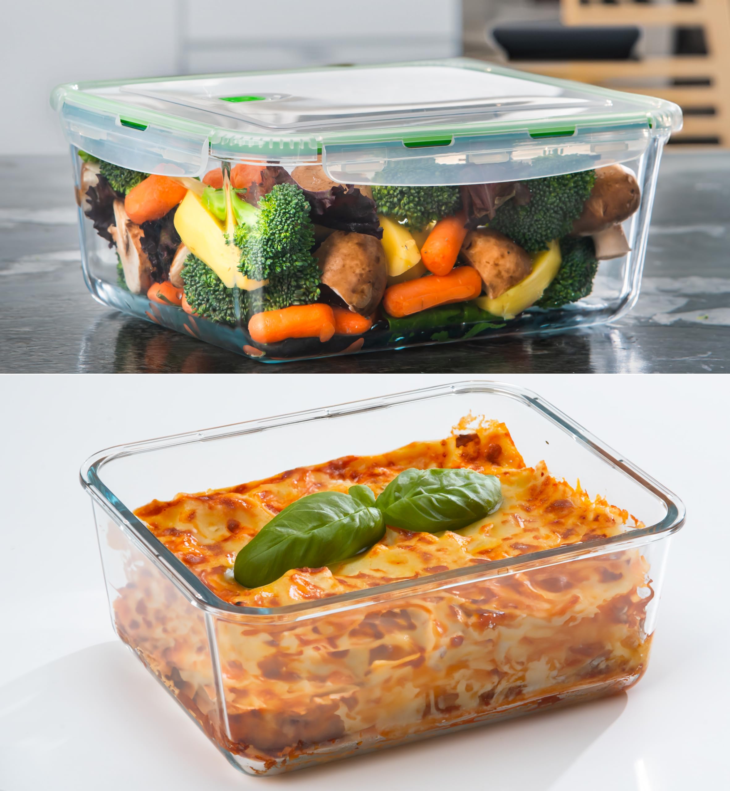 Amazon | 60オンス 大型ガラス食品保存容器 8カップ ファミリーサイズ