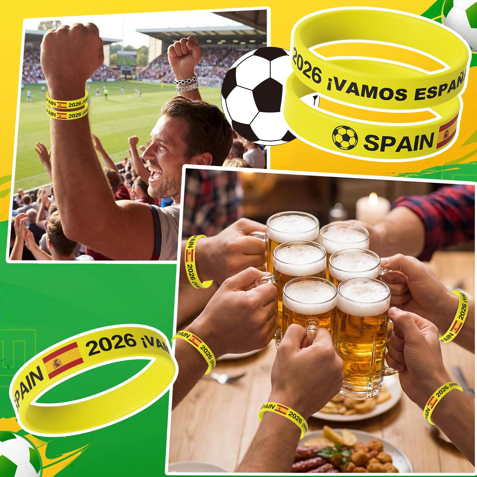 YESAH Pulsera de silicona 20P, pulsera de porristas de la Copa Mundial 2026, adultos