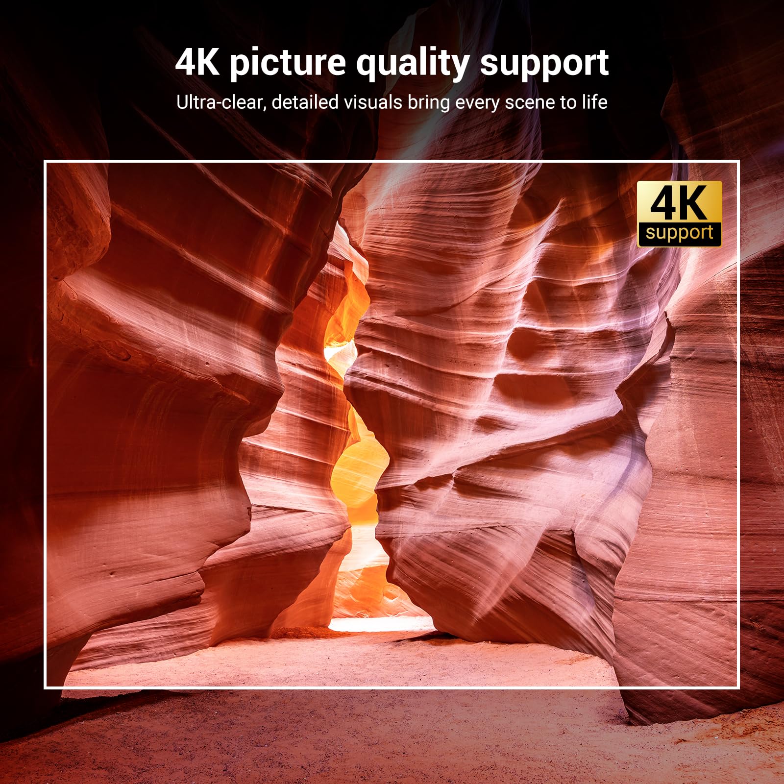 HAPPRUN H11 Vidéoprojecteur 4K Compatible avec Netflix-App, Videoprojecteur avec Haut-Parleur Intégré, Mini Retroprojecteur Compatible Smartphone/HDMI/TV Stick/USB/PS5 pour Maison, Chambre, Extérieur