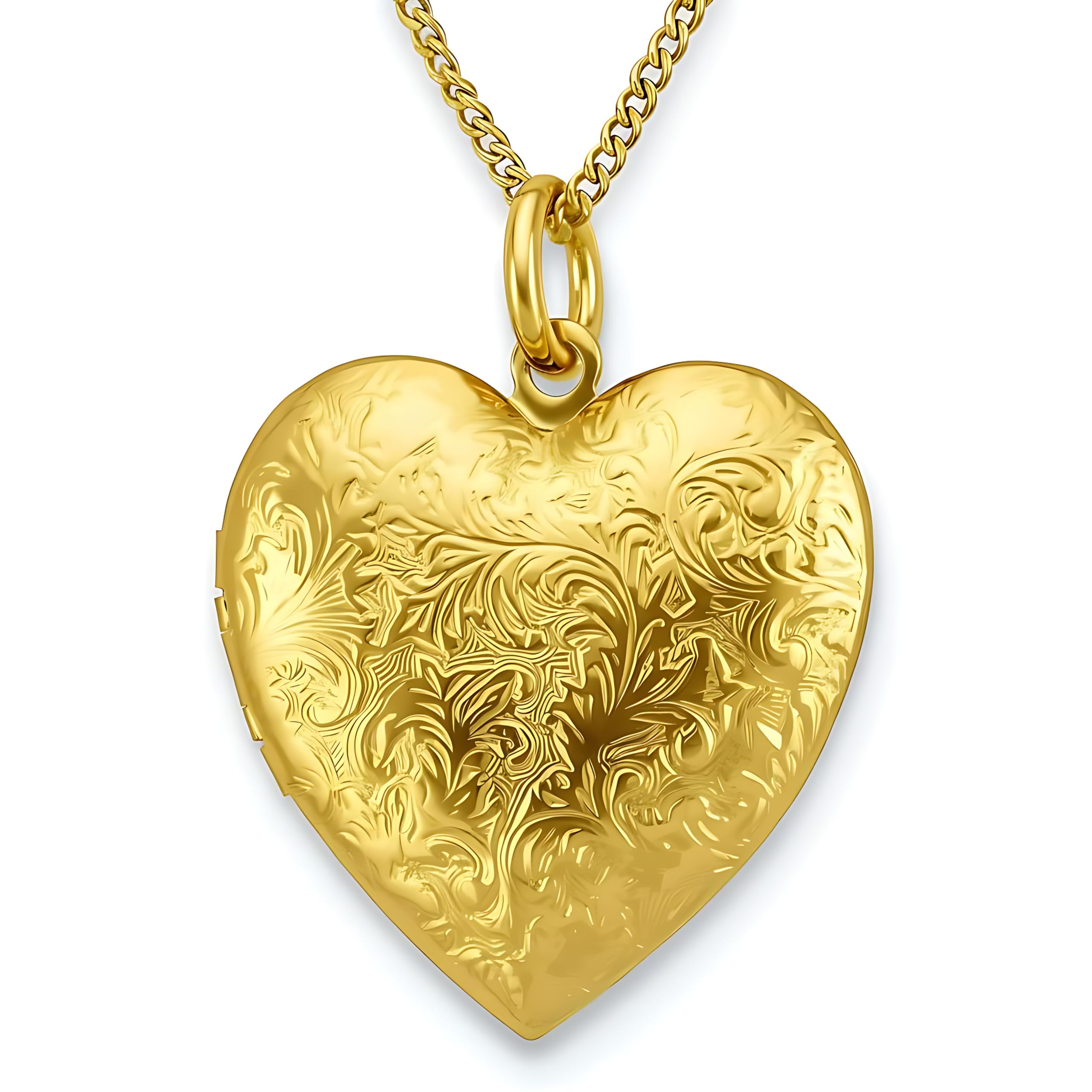 Antique Heart Locket Necklace That Holds Pictures 24k Gold Plated