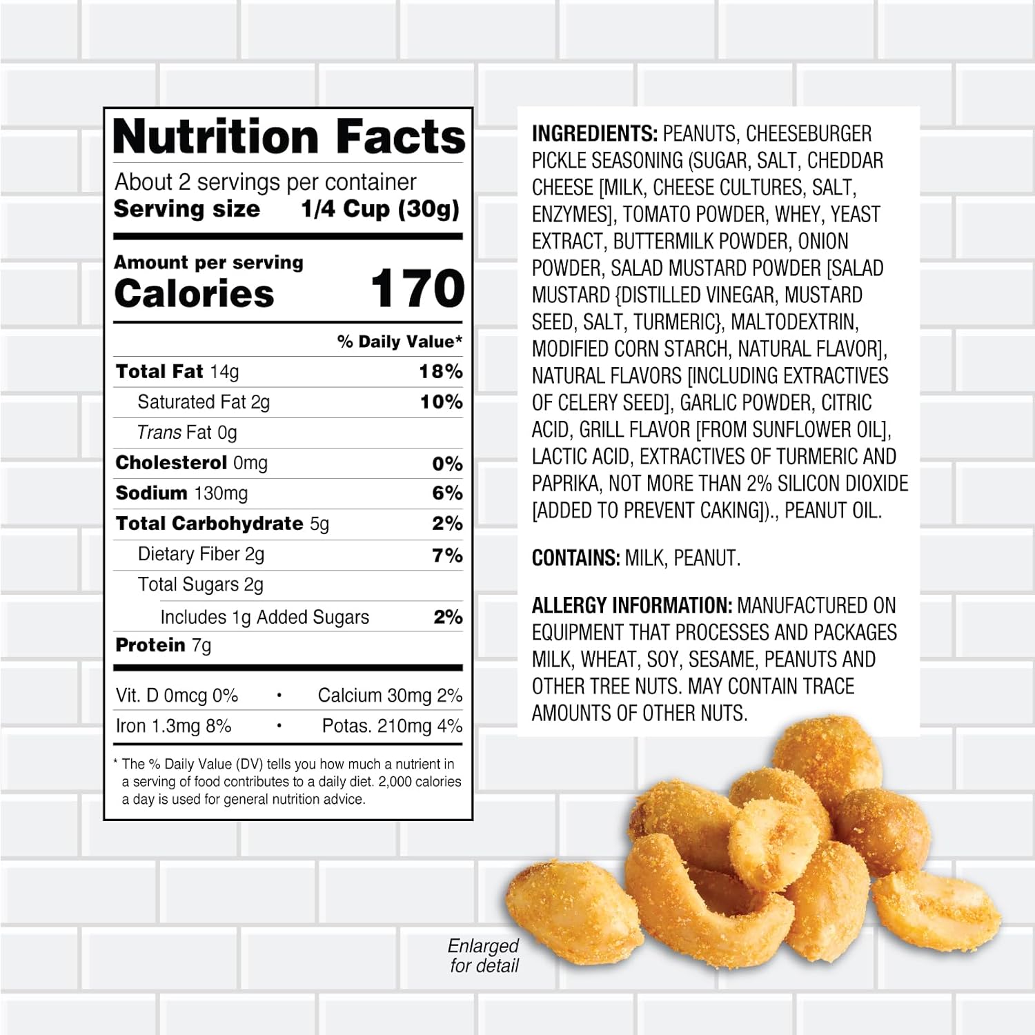 Trophy Nut Upside Down Snacks Cheeseburger Flavored Peanuts, Savory Crunchy Nut Snack Packs, Roasted Peanuts Individual Bags, 2.25 oz Each (Pack of 12)
