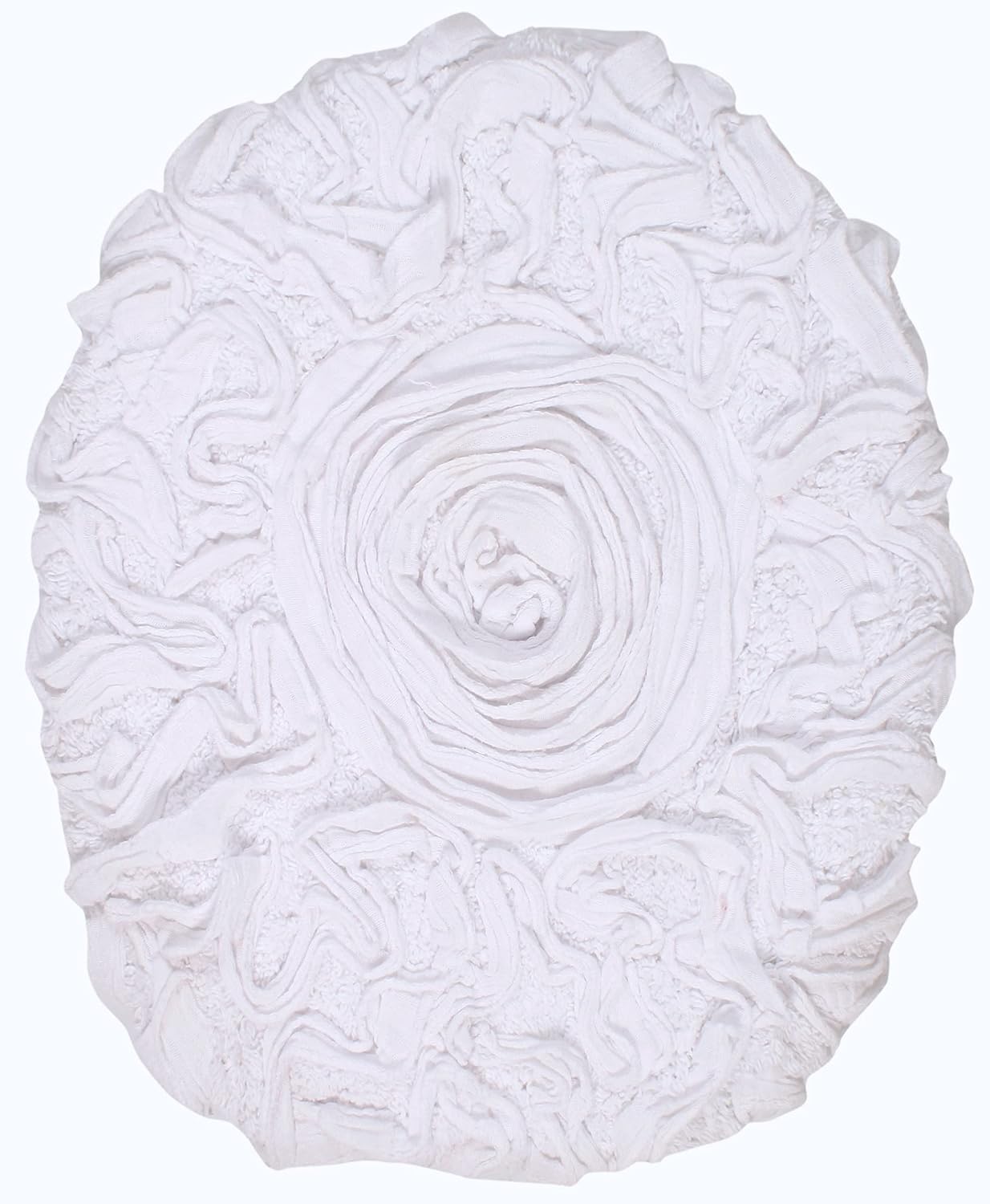 Home Weavers Bell Flower Toilet Lid Cover – 18"x18", 100% Cotton Tufted, Soft & Absorbent, Non-Slip, Machine Washable Bathroom Seat Cover, White