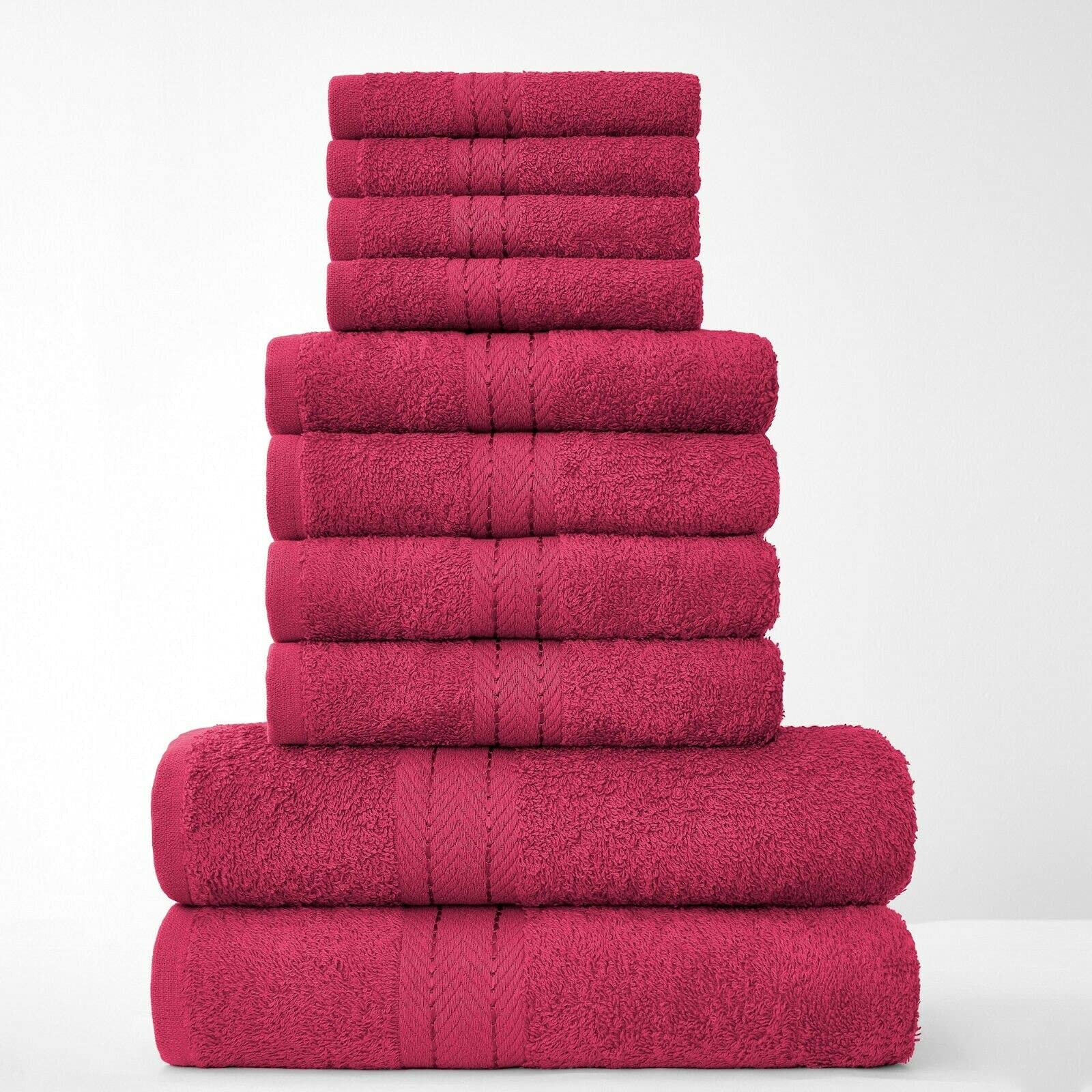10 Pieces Towel Bale Sets 100% Pure Egyptian Cotton Premium Hotel Quality Towels Bale Set 500 GSM Super Soft Extra Absorbent 4 Face 4 Hand 2 Bath Towels Sets Bathroom Accessories (Deep Red) โ image 1