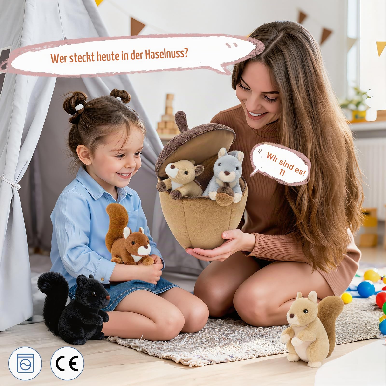 MaoGoLan 5 stücke süß Eichhörnchen Kuscheltier im Haselnuss, 35cm weich Eichhörnchen Stofftier Plüschtier Spielzeug, Geburtstag Weihnachten Geschenk für Kinder Baby