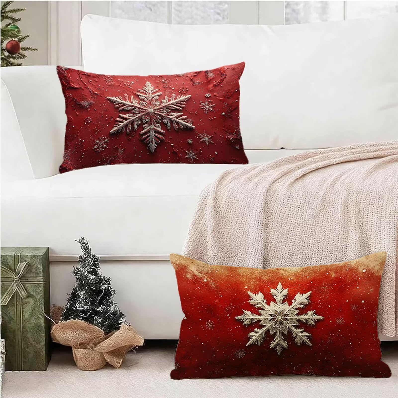 Federe Cuscino 60x80 Set di 2, Rosso Federe Cuscini Divano Lino, Rettangolari Copricuscini 60x80cm Con Cerniera Invisibile, Copricuscino per Camera Letto Casa Decorazioni Regalo, Semplice kj-9371