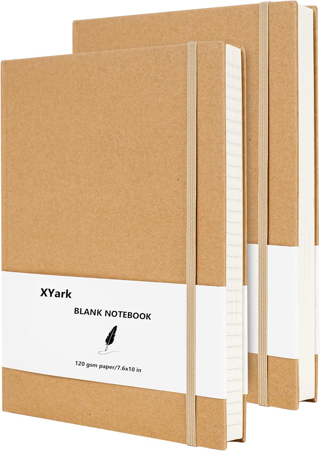 Large B5 Blank Notebook Journals, Plain Kraft Hardcover Sketchbook Subject Composition Notebooks Planner with Unlined Paper, 2 Pack, 120GSM, 102 Sheets, 7.6x10 inch, Travel Journal Set