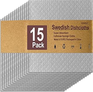 Sponsored Ad - Swedish Dish Cloths for Kitchen, Bulk 15 Pack Cellulose Sponge Cloths, Reusable Dish Towels, Dishcloth for ...