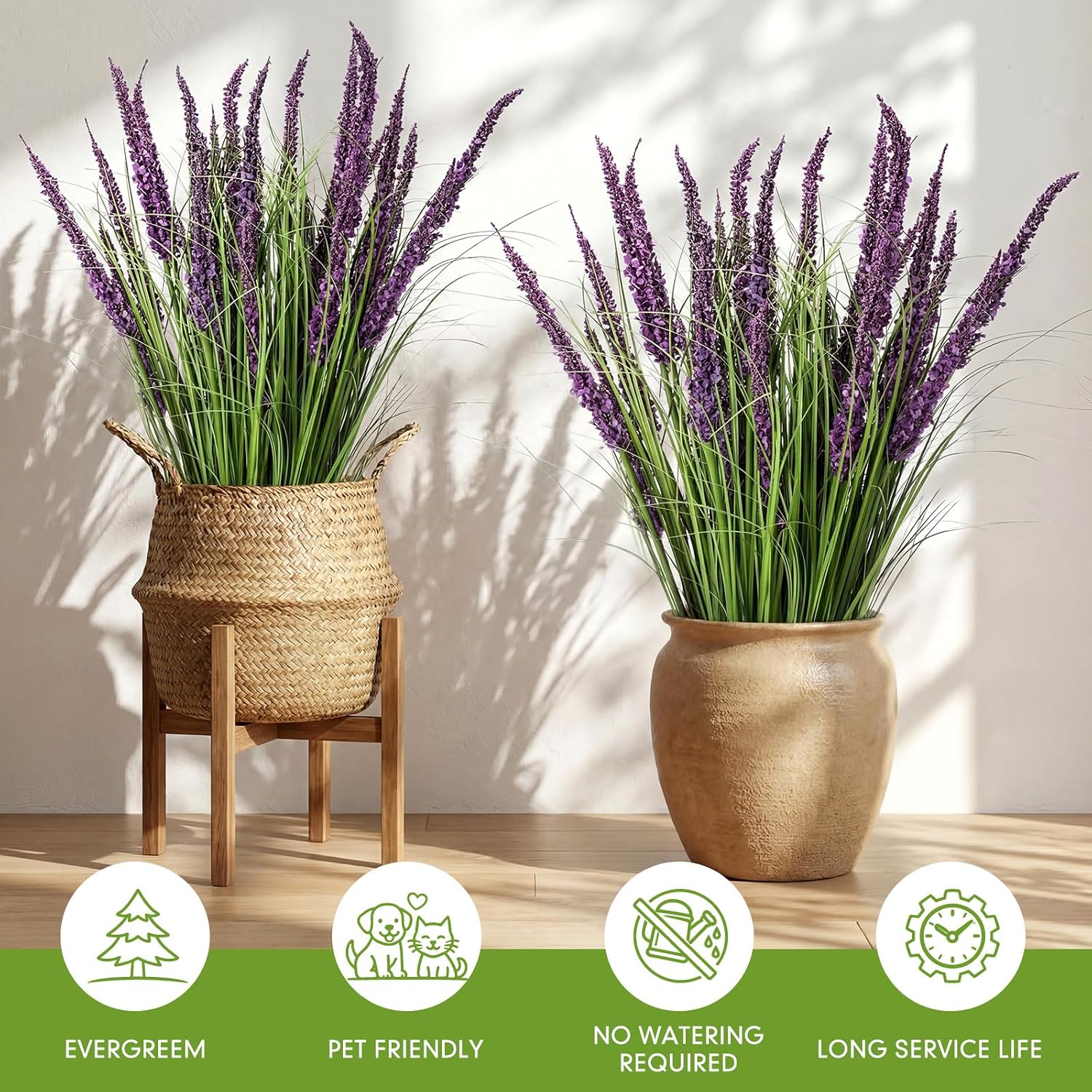 Jexine 10 Pcs Artificial Lavender Outdoor 31.5" Tall Faux Flowers Grass Stems UV Resistant Fake Outdoor Plants for Porch Planter Garden Patio Front Door Home Wedding Decor