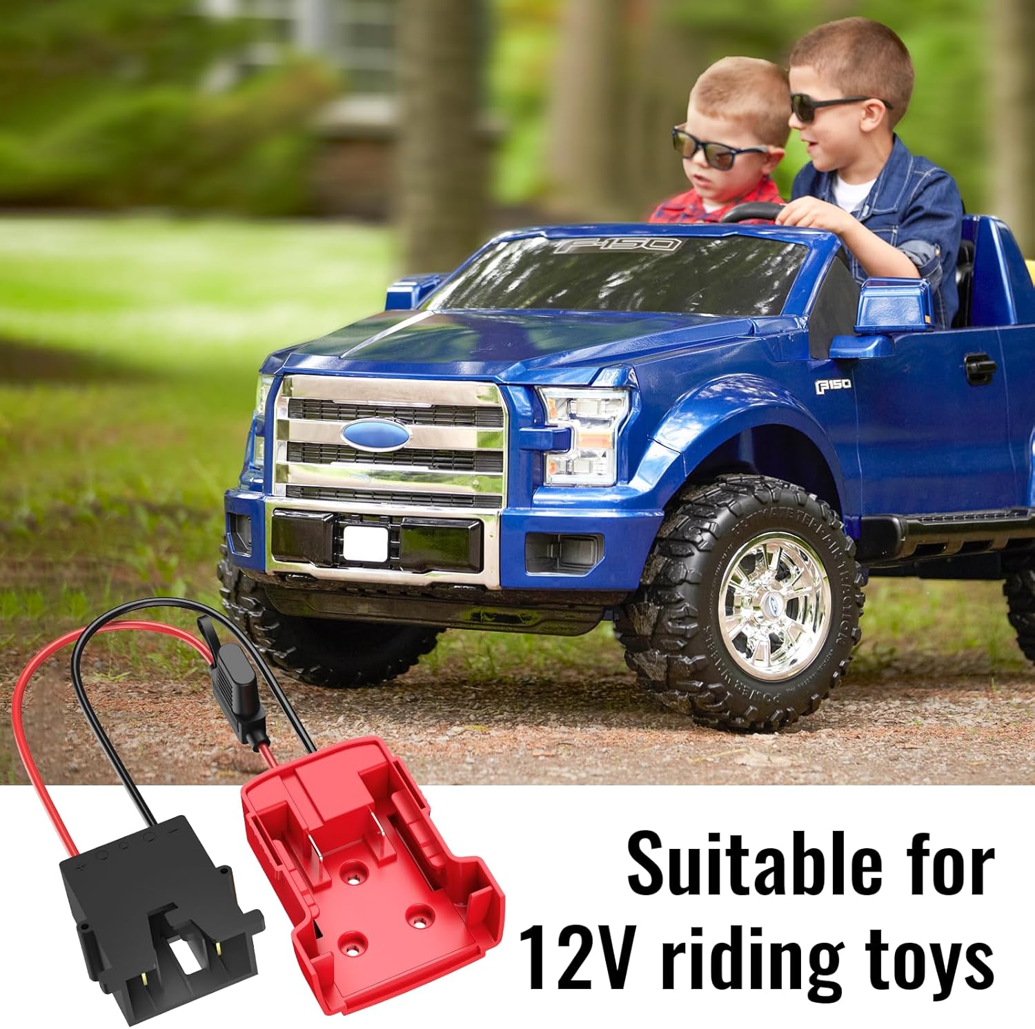 Power Wheel Azocek Adapter Compatible with Milwaukee 18V Battery with Wire Harness Connector Compatible with 12 Volt Power Wheel, 12AWG Wire with 40A Fuse - Image 5