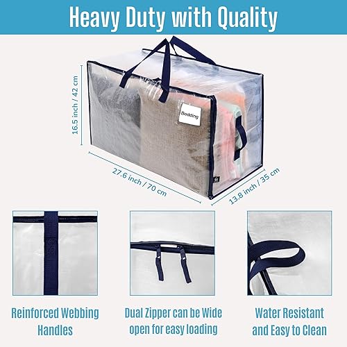 Miniatura 3 de Veno - Paquete de 2bolsas de almacenamiento resistente para mudanzas, dormitorios, viajes, campamento, decoraciones navideñas, suministros de