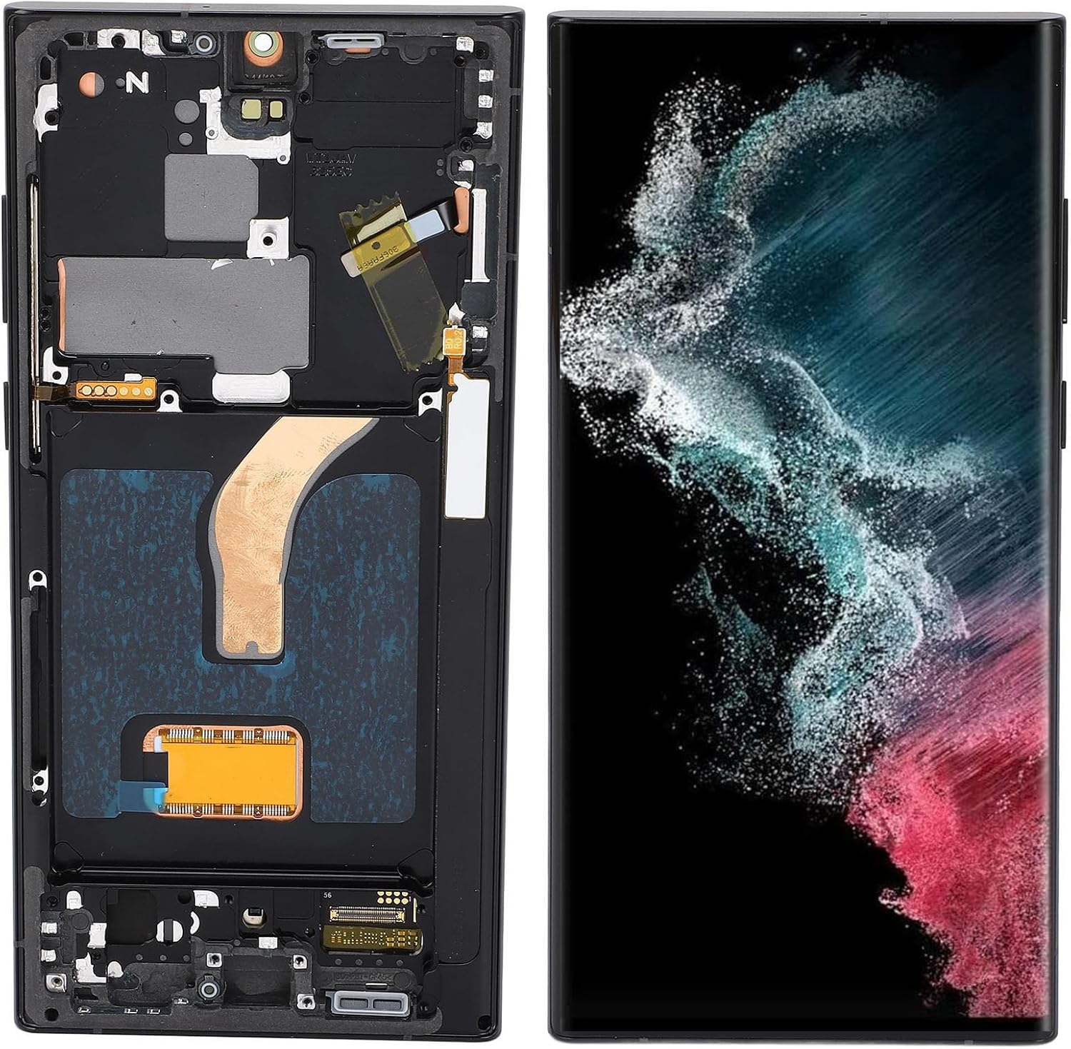 for S22 Ultra, OLED LCD Display Touch Screen Digitizer Assembly S22ultra SM S908B LCD Screen Replacement with Frame, 6.7 Inch (Matte Black)