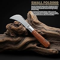 Vista 4 de Rite Edge Hawkbill Pruning Knife – 4” Folding Garden Knife with Stainless Steel Blade, Lockback Mechanism, and Wooden Handle – Ideal for Grafting