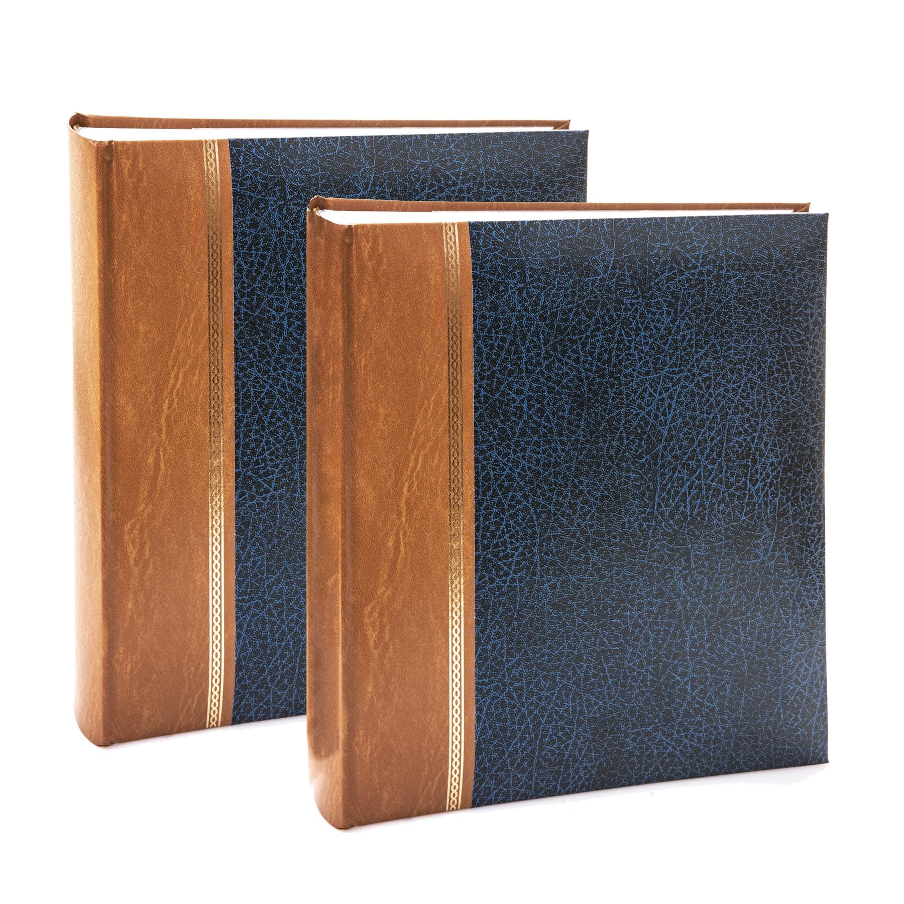 Kenro Grace Classic Photo Album for 200 Photos 7x5 / 13x18cm Blue Faux Leather Slip-In Pages and Memo Space - Pack of 2 - KD105UE