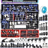 mxuteuk 210PCS Push-to-Connect Air Line Fittings Kit - 1/8" 1/4" 5/16" 3/8" 1/2" & 4/6/8/10mm OD Quick Release Pneumatic Connectors