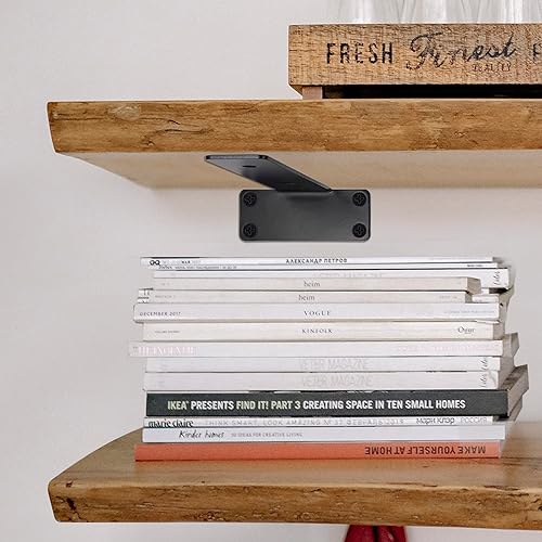 Miniatura 6 de Soportes flotantes para estantes de 6 pulgadas, soportes de estante negros resistentes con tornillos, soportes y soportes de metal en ángulo de 90