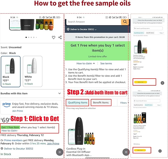 Difusor de Aromas Eléctrico Sin Agua LumeCove para Espacios Grandes, Negro miniatura 3