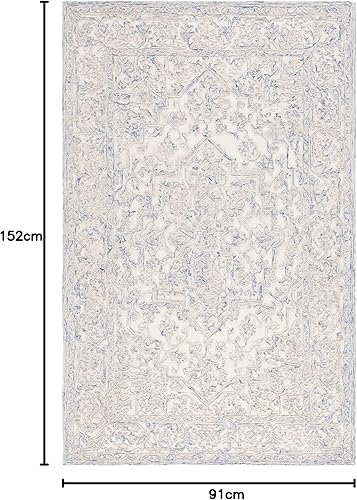 Miniatura 28 de MARTHA STEWART x Safavieh MSR3532M - Alfombra de lana contemporánea, hecha a mano, 8 x 10 pies, color marfil/azul