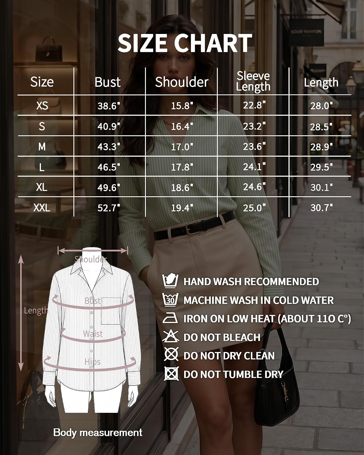 MANGOPOP Striped Button Down Shirts for Women Dress Shirts V Neck Long Sleeve Casual Blouses Office Work Shirt with Pocket