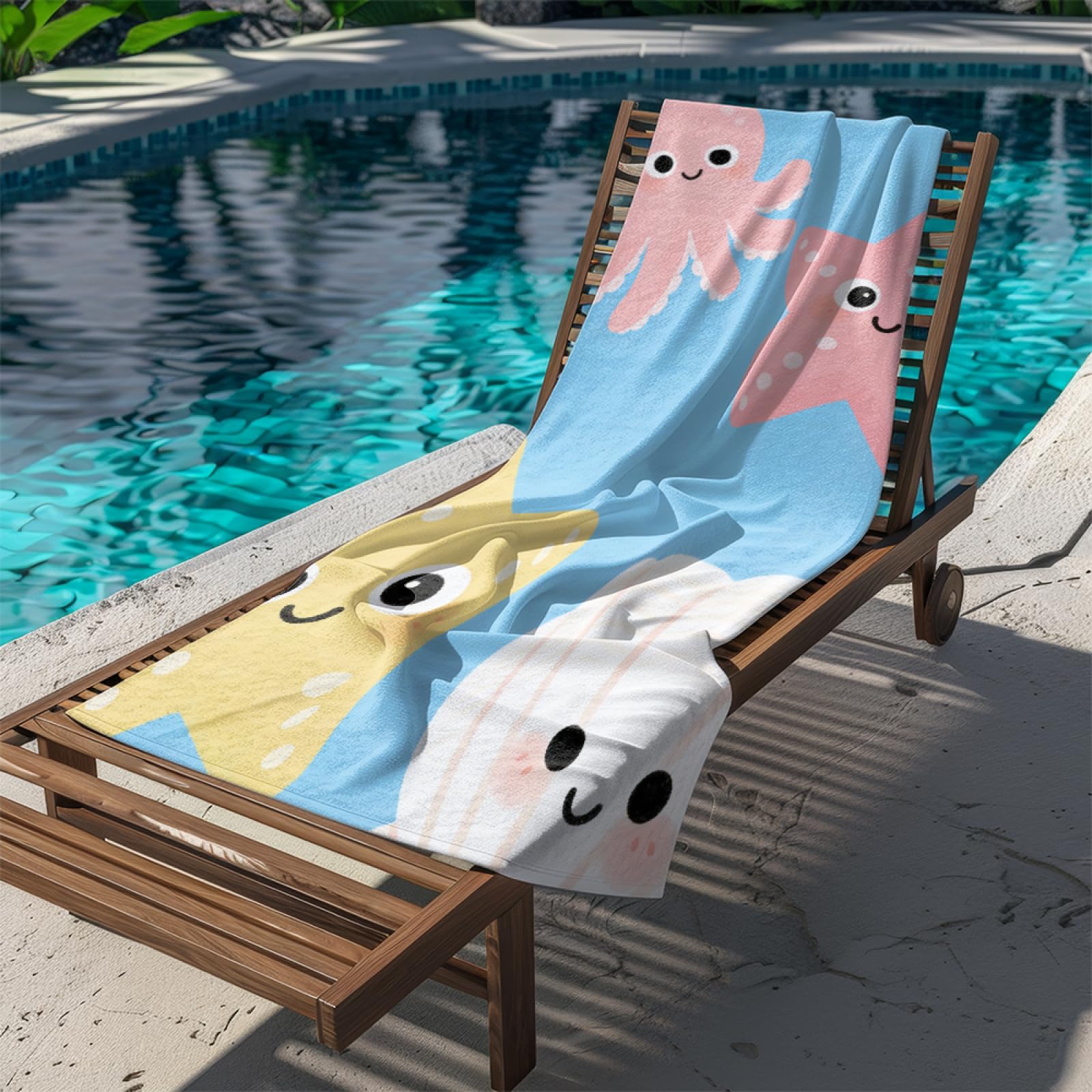 Fouta PlageOctopus Rose Étoile De Mer Shell Modèle Surdimensionné avec Diverses Tailles, Respirante et Portable, Parfaite pour Voyages Sorties Piscine et Usage Extérieur Quotidien 90x160 cm