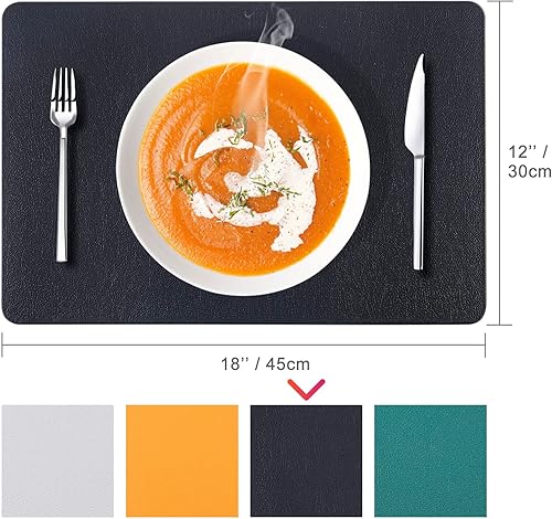 Miniatura 7 de Juego de 6 manteles individuales de piel sintética, resistentes al calor, impermeables, protectores para mesa de cocina, lavables, fáciles de