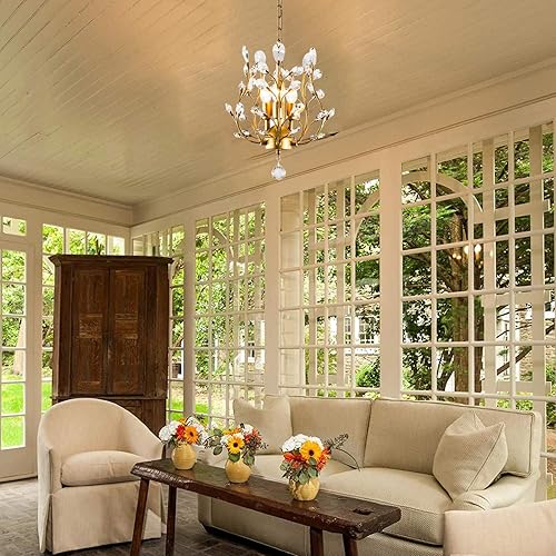 Miniatura 6 de Garwarm Candelabros de cristal de 3 luces, luces de techo, iluminación colgante de cristal, lámparas de techo para sala de estar, comedor,