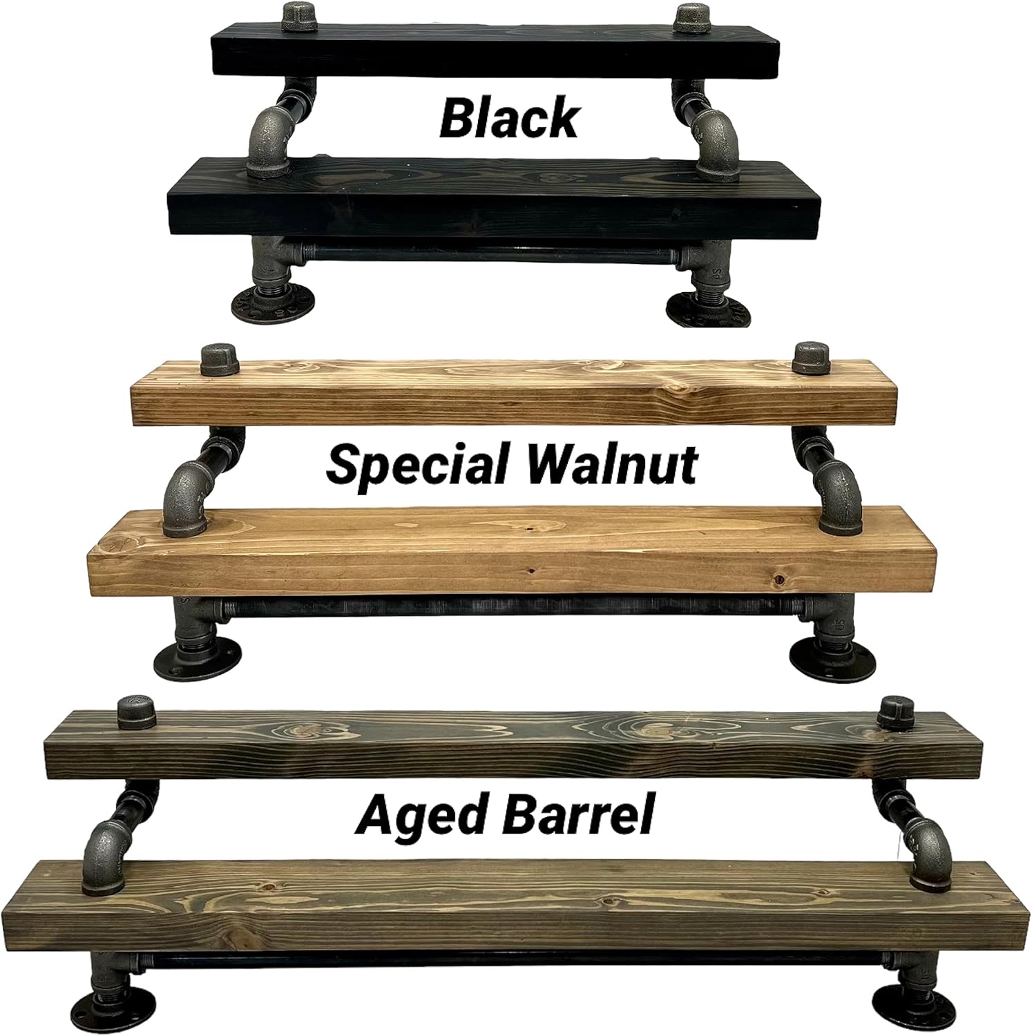 Freestanding Liquor Shelf | 2 Tier Industrial Bar Display | Liquor Bottle Display | Wood Wine Shelf | Bar Organization | Tiered Bottle Shelf (24", Special Walnut)