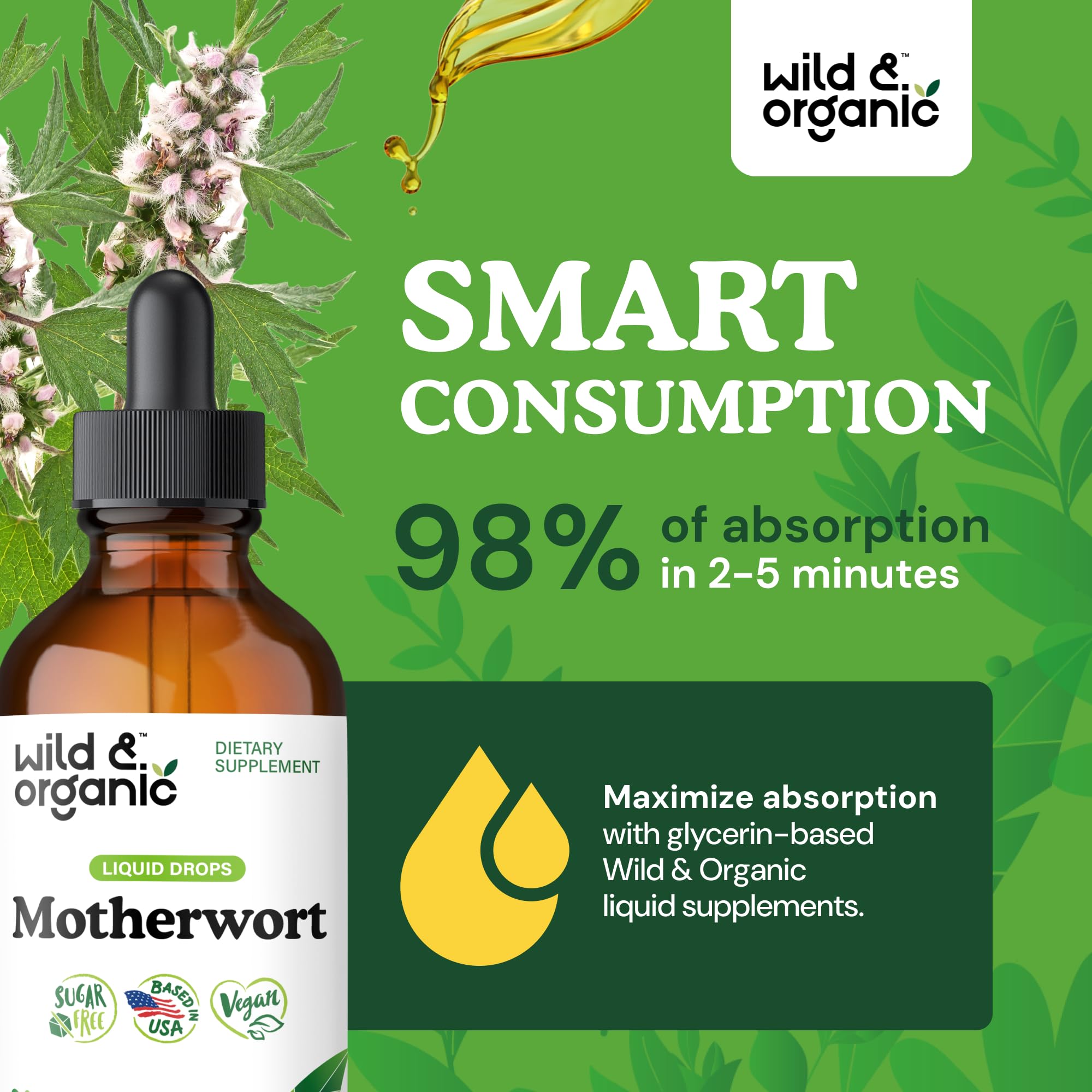 Wild & Organic Motherwort Tincture - Mood & Antioxidant Support - 4 fl oz — Amazon image 4