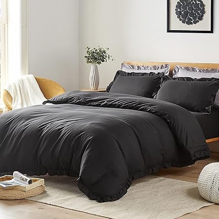 Amazon 布団カバー 4点セット ダブル 寝具カバーセット レーヨン素材 シルクみたい ツルツル艶と手触り感 ボックスシーツ 枕カバー おしゃれ 掛け布団カバー 高級感光沢 防ダニ 洗える 夏は涼しく冬は保温 ブラック ダブル 150x0cm 寝具カバーセット オンライン通販