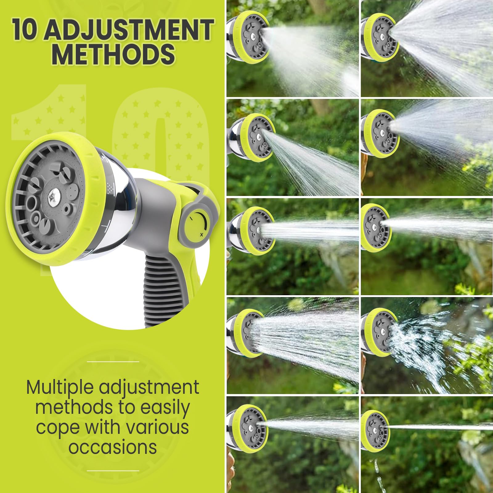 Heavy-Duty Hose Pipe Spray Gun, Leak-Proof Hose Spray Gun with 10 Patterns and Water Flow Control, High Pressure Garden Hose Nozzle for Watering, Washing Car, Cleaning — view 2
