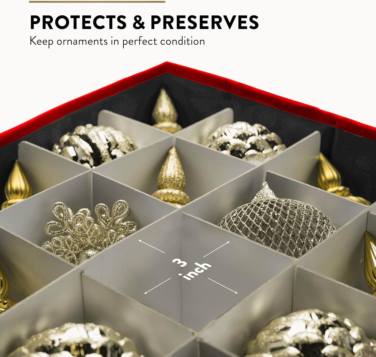 Premium Christmas Bauble Storage Box With Dividers - 128 Compartment Xmas Ornament Storage Box - Designed for Delicate Christmas Decorations & Baubles - Tear Proof 600D Oxford Fabric - 5 Year Warranty