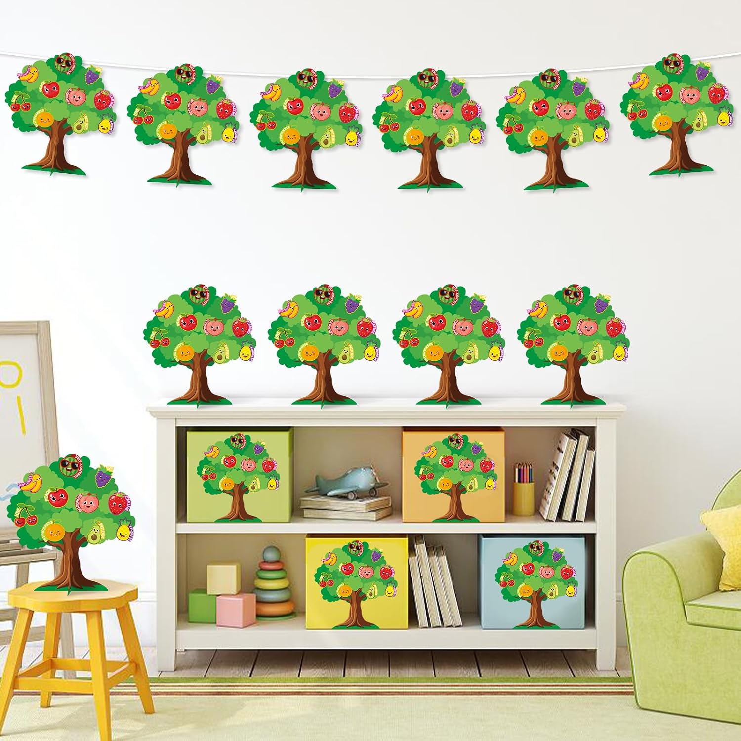 Qyeahkj 30 Sets Fruit of The Spirit Tree DIY Craft Kit for Christian 3D Art Project Paper Ornament Making Craft for Sunday Party Favor Back to Supplies