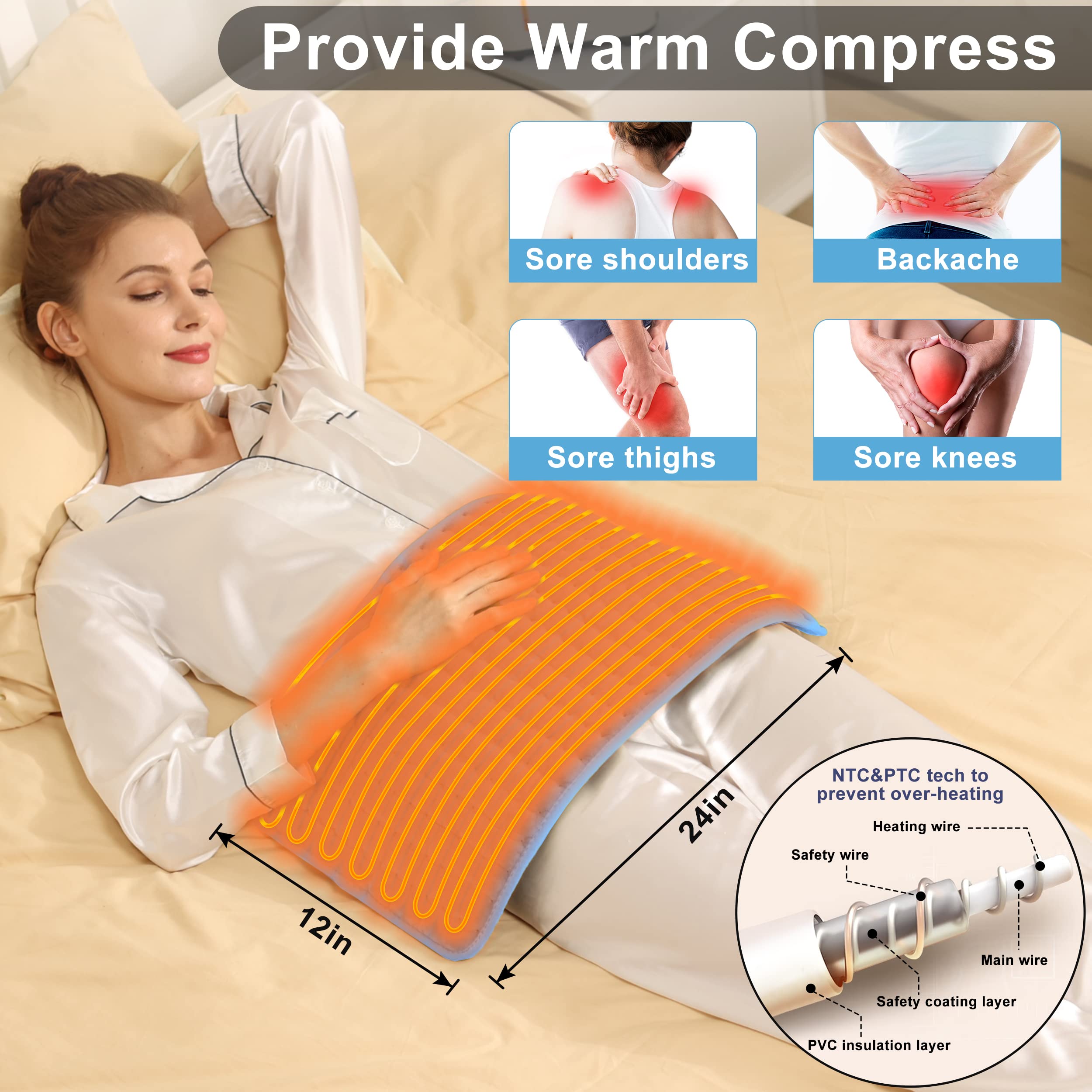 The VANKADA electric heating pad offers expansive coverage and soft comfort.