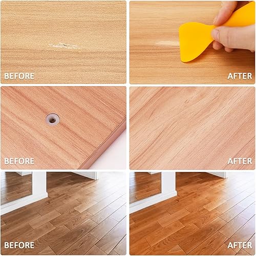 Miniatura 9 de DEWEL Kit de reparación de muebles de madera, relleno de madera de 18 colores, masilla de madera y cera para pulir madera, restaurar arañazos de