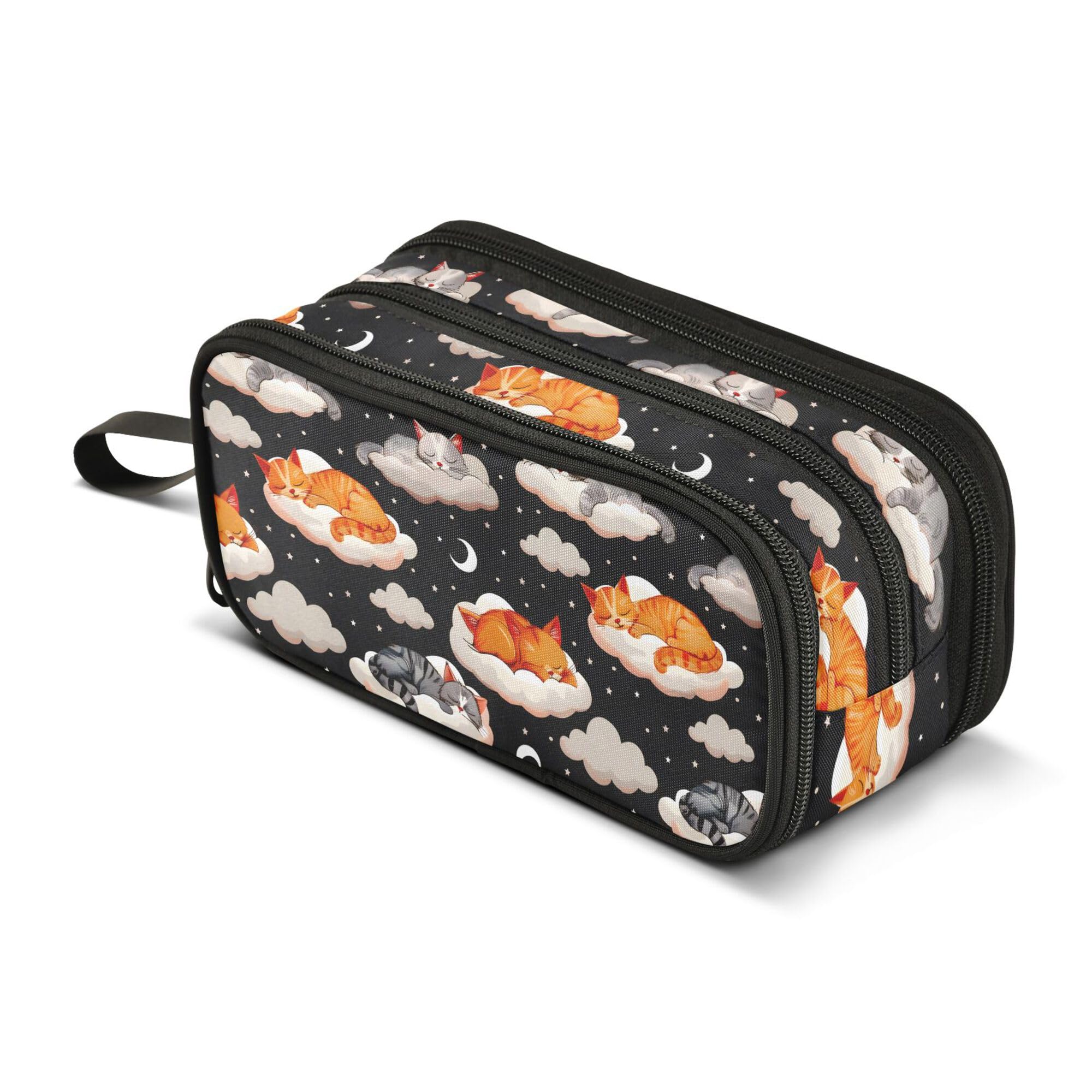 Large Pencil Case, Big Capacity Pencil Bag Pen Pouch Holder 3 Compartments, Cute Cats Sleeping School Office Supplies Stationery Makeup Bag Storage Organizer for Students Girls Boys Women Men