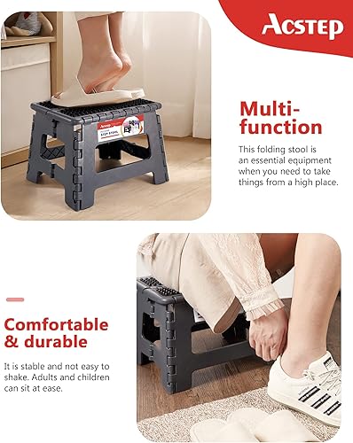 Miniatura 184 de Taburete plegable resistente de alta calidad de 13 pulgadas de altura para adultos, taburete de cocina, jardín, baño, color blanco Blanco,Bicolor