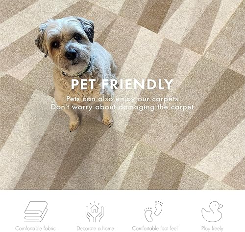 Miniatura 3 de PUREFULL Alfombra cuadrada extraíble, relleno no adhesivo de 0.35 pulgadas de grosor, lavable 12 azulejos con respaldo antideslizante de silicona,