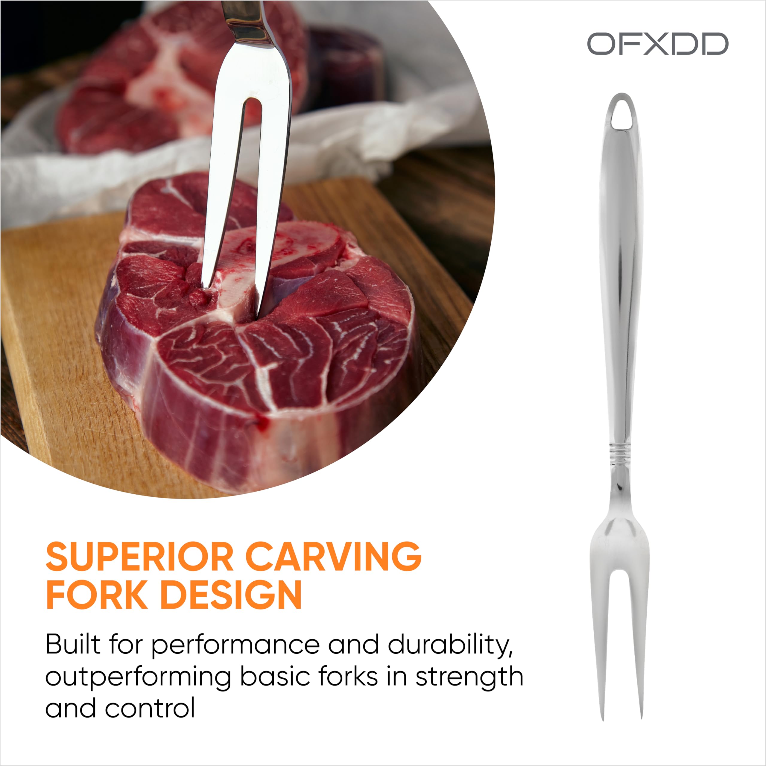 Forchettone Da Barbecue In Acciaio Inox - Manico In Legno, 30 Cm, Per Grigliate E Arrosti - Foto 12